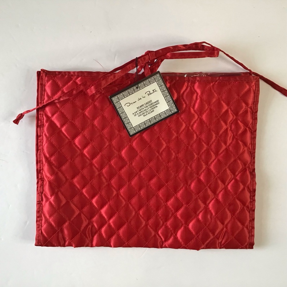 NWT Oscar de la Renta Red Cosmetic Lingerie Scarf Travel Bag